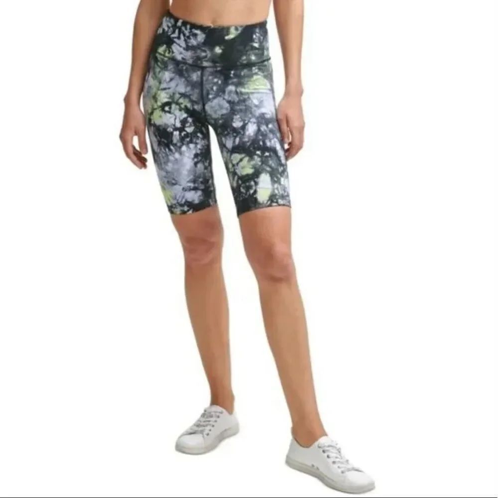 Calvin Klein Black Oslo Tie-Dyed High-Waist Bike Shorts Women's Extra Small NWT